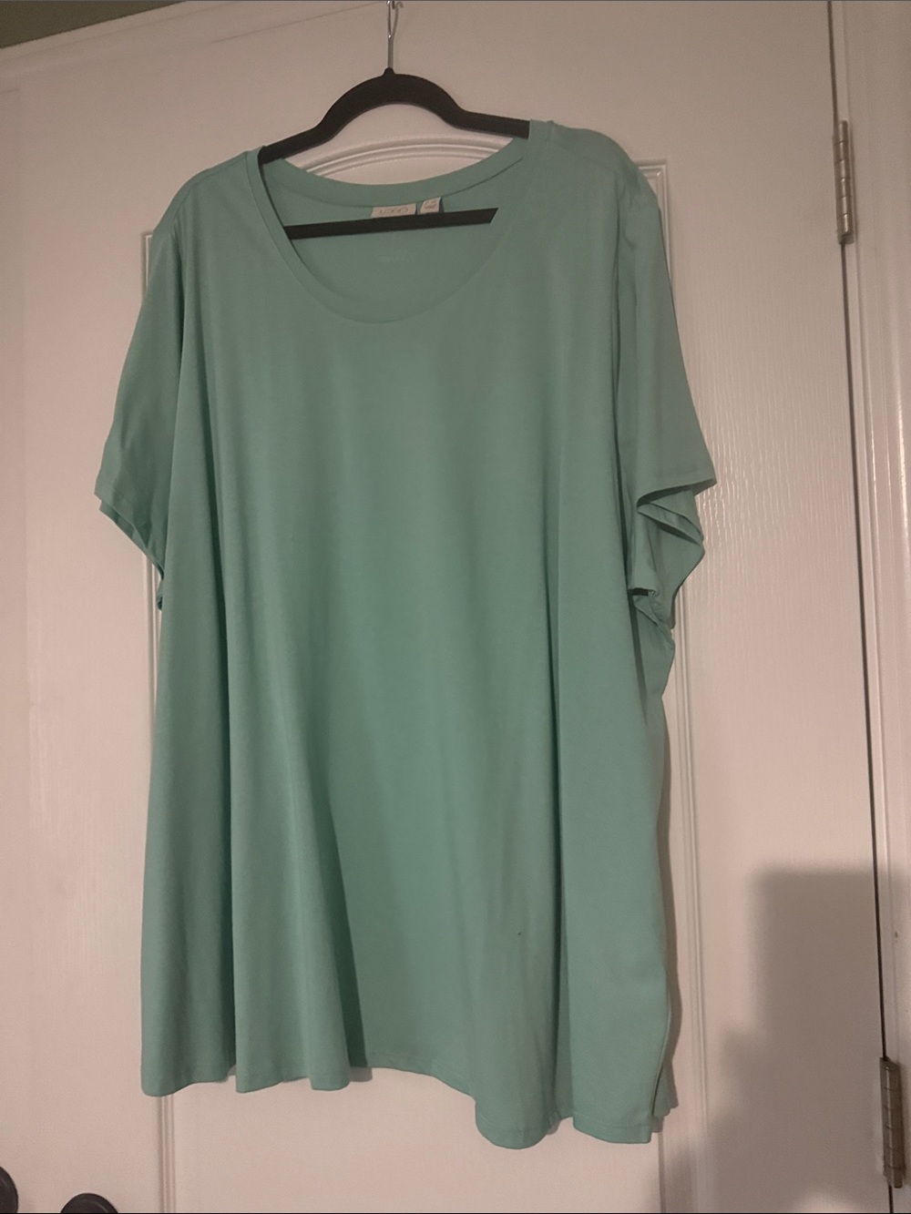 Logo by Lori Goldstein Relaxed Scoop Neck Short Sleeve Top in Light Teal Size 4X